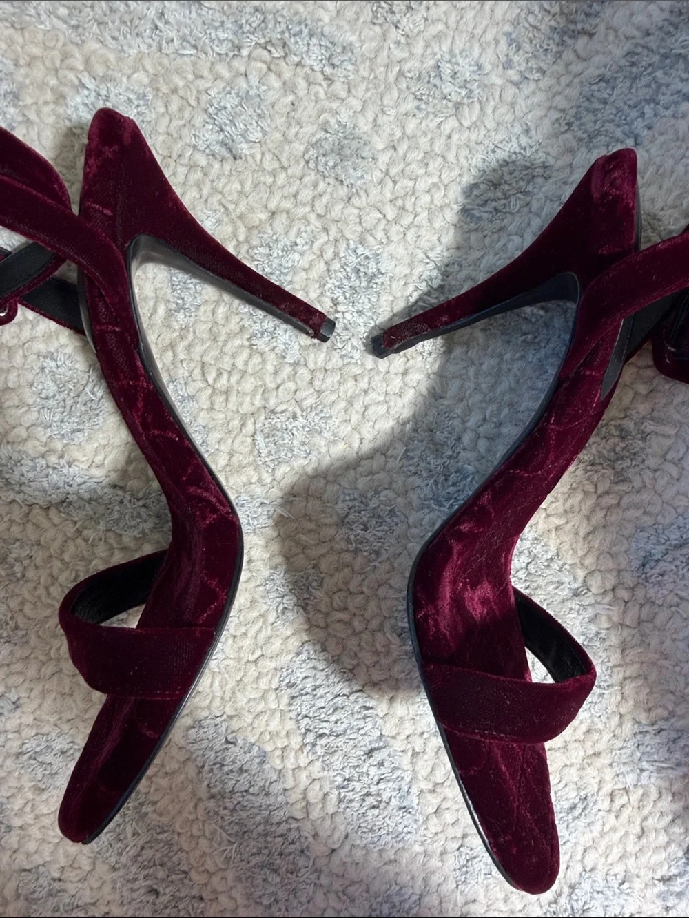Alexander Wang Deep Wine Velvet Ankle-Strap Stiletto Sandal